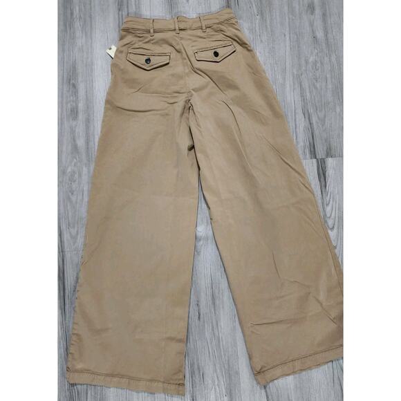 Anthropologie Pants 2 Women's Maeve The Colette Wide Leg Pleated Khaki Nwt $148 - Picture 8 of 13